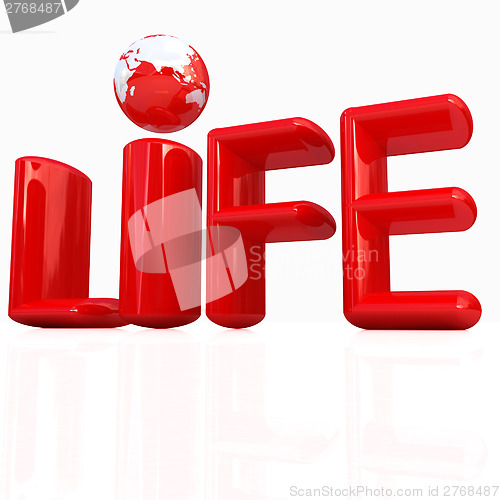 Image of 3d red text "life"