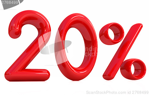 Image of 3d red "20" - twenty percent