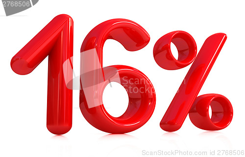 Image of 3d red "16" - sixteen percent