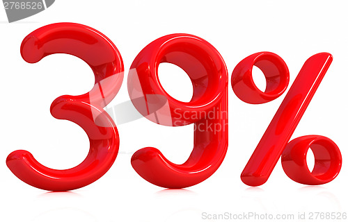 Image of 3d red "39" - thirty nine percent