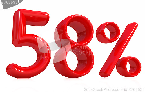 Image of 3d red "58" - fifty eight percent