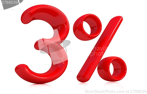 Image of 3d red "3" - three percent
