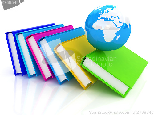 Image of colorful books and Earth