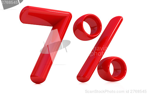 Image of 3d red "7" - seven percent