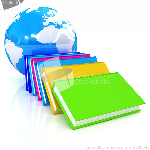 Image of colorful books and Earth