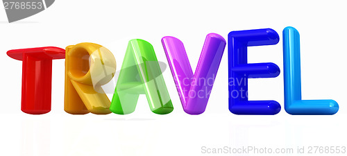 Image of 3d colorful text "travel"