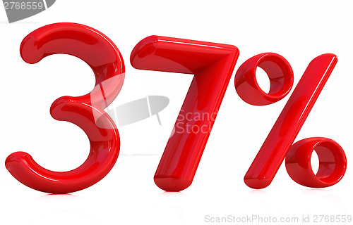 Image of 3d red "37" - thirty seven percent