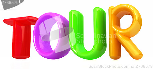 Image of 3d colorful text "tour"