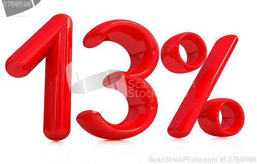 Image of 3d red "13" - thirteen percent