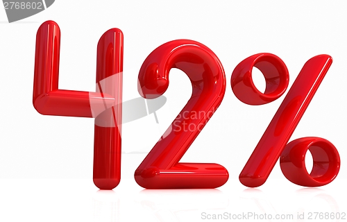 Image of 3d red "42" - forty two percent