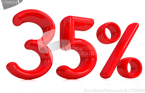 Image of 3d red "35" - thirty five percent