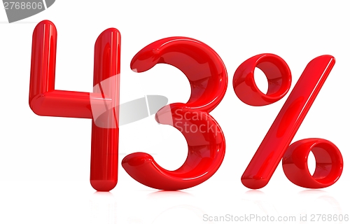 Image of 3d red "43" - forty three percent