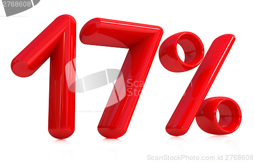 Image of 3d red "17" - seventeen percent