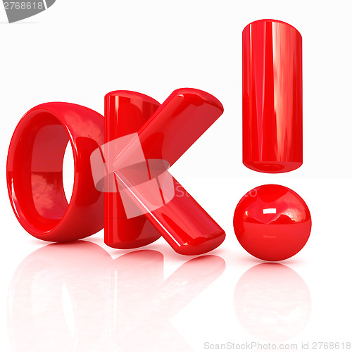 Image of 3d redl text "OK"