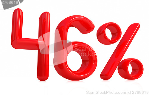 Image of 3d red "46" - forty-six percent