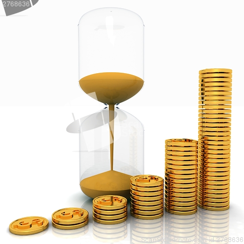 Image of hourglass and coins