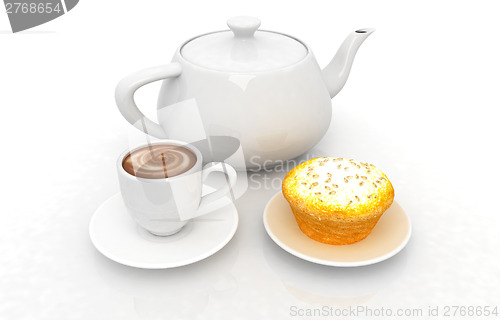 Image of Appetizing pie and cup of coffee