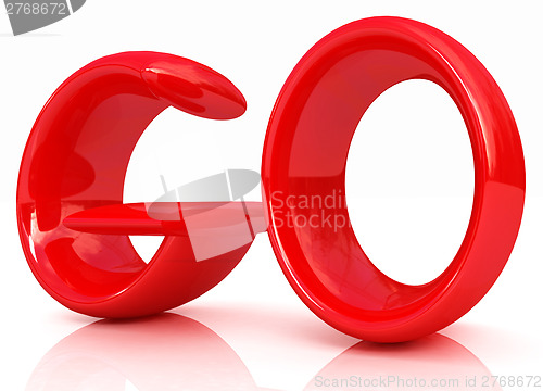 Image of 3d red text "go"