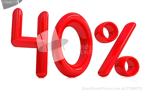 Image of 3d red "40" - forty percent