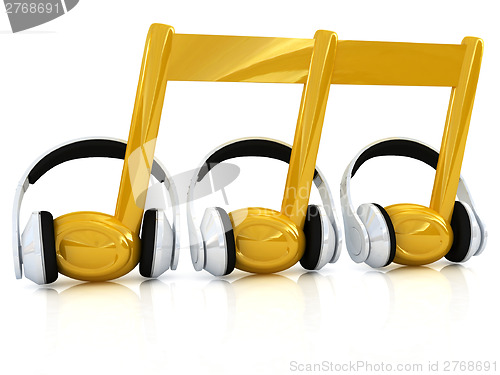 Image of headphones and 3d note