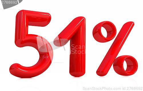 Image of 3d red "51" - fifty one percent