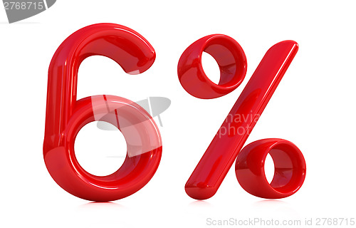 Image of 3d red "6" - six percent