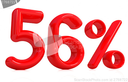 Image of 3d red "56" - fifty six percent