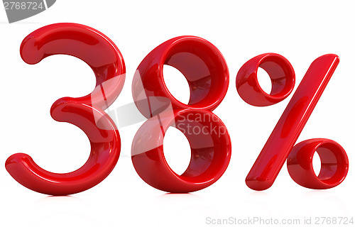 Image of 3d red "38" - thirty eight percent