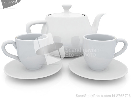 Image of 3d cups and teapot 