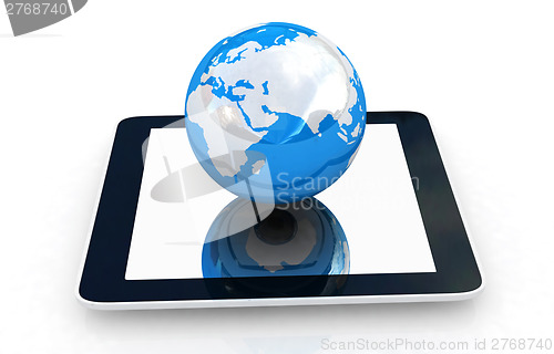 Image of Phone and earch. Global internet concept