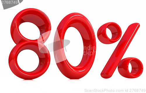 Image of 3d red "80" - eighty percent