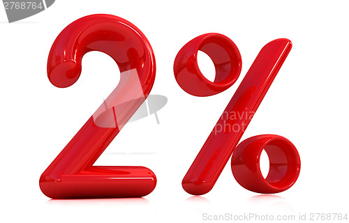 Image of 3d red "2" - two percent