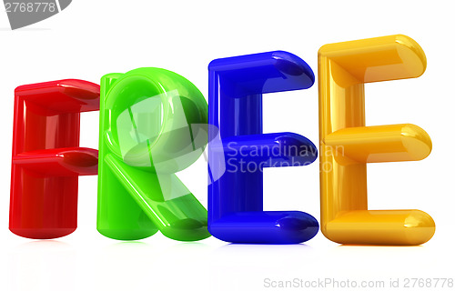 Image of colorful rea 3d text "FREE" 