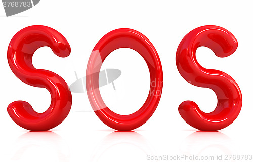 Image of 3d red text "sos"