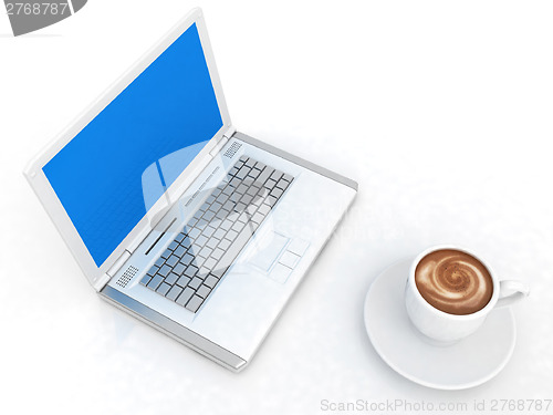 Image of 3d cup and a laptop