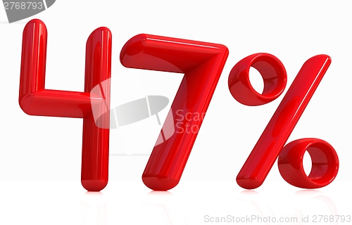 Image of 3d red "47" - forty seven percent