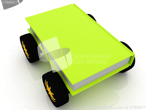 Image of On race cars in the world of knowledge concept