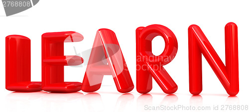 Image of 3d red text "learn"