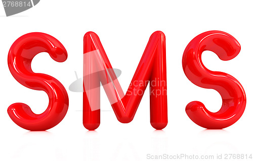 Image of 3d red text "sms"