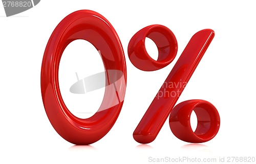 Image of 3d red "0" - zero percent