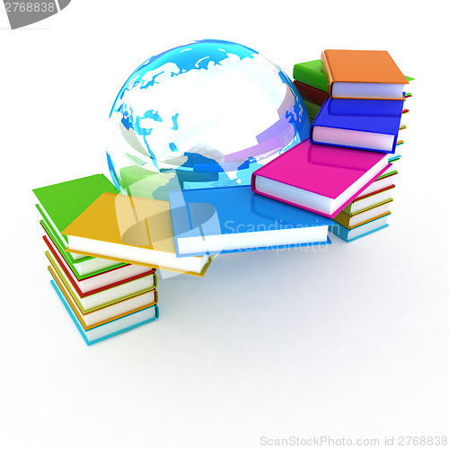 Image of Colorful books and earth