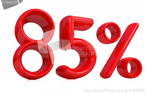 Image of 3d red "85" - eighty-five percent