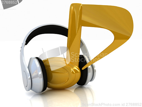 Image of headphones and 3d note