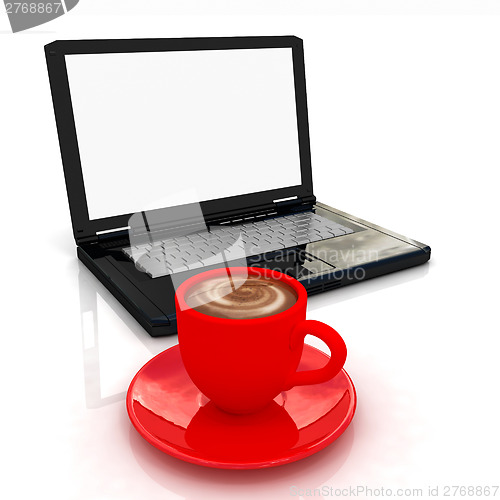 Image of 3d cup and a laptop