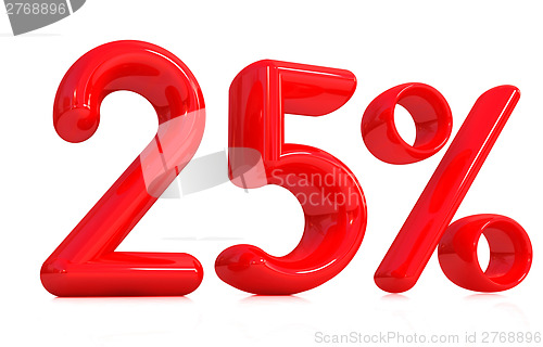 Image of 3d red "25" - twenty five percent