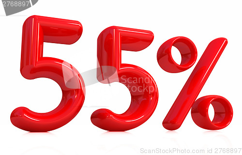 Image of 3d red "55" - fifty five percent