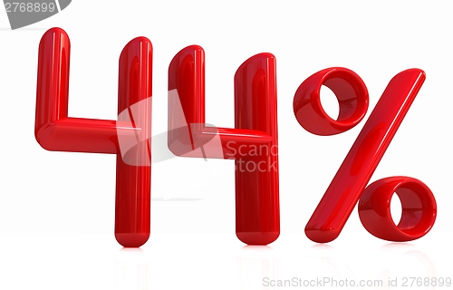 Image of 3d red "44" - forty four percent