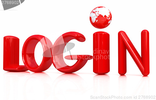 Image of 3d red text "login"