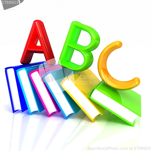 Image of alphabet on a colorful real books