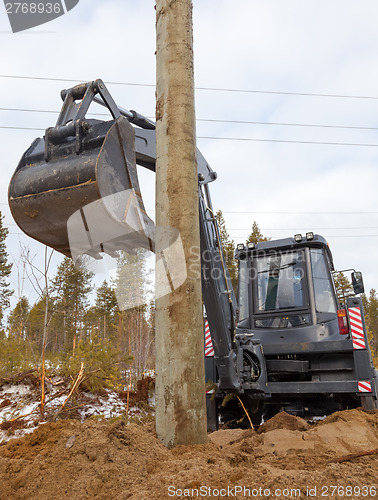 Image of Excavator loader hydraulic tractor  digging